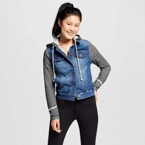 Mossimo Supply Co | Long Sleeve Hooded Denim Jacket | Size Extra Small - Picture 1 of 9